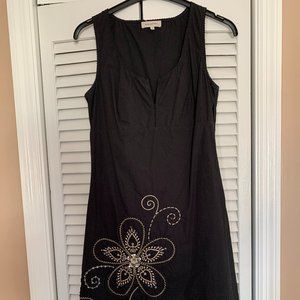 John Rocha  - mid length black embellished summer dress, UK 12 US 8